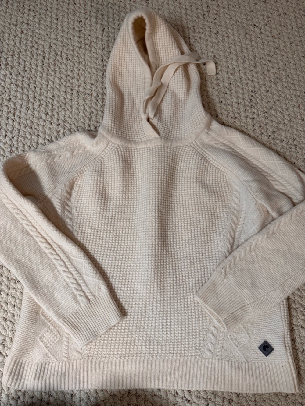 Krimson Klover Cream Hooded Cable-Knit Women's Sweater wool/cashmere